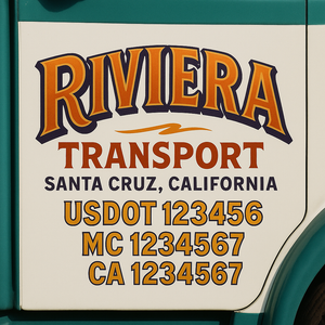 Truck Door Decal Sticker Lettering With USDOT, MC, CA, KYU, GVW & More | Custom Truck Door Decal Sticker Signs (Set of 2)
