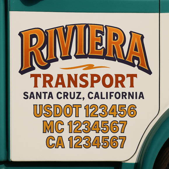 Truck Door Decal Sticker Lettering With USDOT, MC, CA, KYU, GVW & More | Custom Truck Door Decal Sticker Signs (Set of 2)