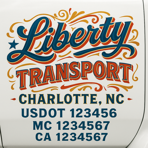 Truck Door Decal Sticker Lettering With USDOT, MC, CA, KYU, GVW & More | Custom Truck Door Decal Sticker Signs (Set of 2)