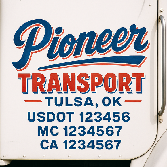 Truck Door Decal Sticker Lettering With USDOT, MC, CA, KYU, GVW & More | Custom Truck Door Decal Sticker Signs (Set of 2)