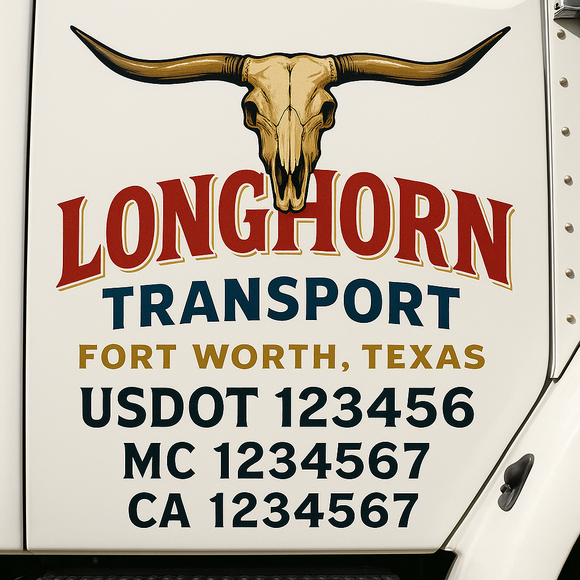 Truck Door Decal Sticker Lettering With USDOT, MC, CA, KYU, GVW & More | Custom Truck Door Decal Sticker Signs (Set of 2)