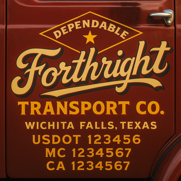 Truck Door Decal Sticker Lettering With USDOT, MC, CA, KYU, GVW & More | Custom Truck Door Decal Sticker Signs (Set of 2)