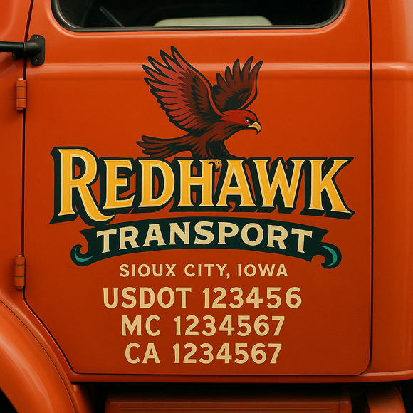 Truck Door Decal Sticker Lettering With USDOT, MC, CA, KYU, GVW & More | Custom Truck Door Decal Sticker Signs (Set of 2)