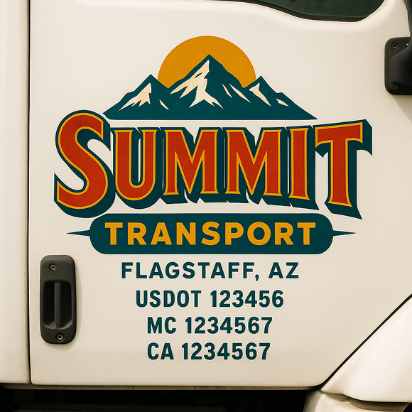 Truck Door Decal Sticker Lettering With USDOT, MC, CA, KYU, GVW & More | Custom Truck Door Decal Sticker Signs (Set of 2)