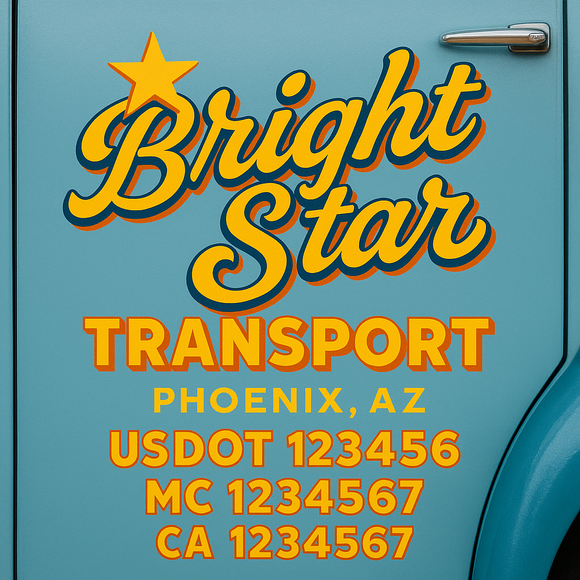 Truck Door Decal Sticker Lettering With USDOT, MC, CA, KYU, GVW & More | Custom Truck Door Decal Sticker Signs (Set of 2)