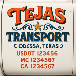 Truck Door Decal Sticker Lettering With USDOT, MC, CA, KYU, GVW & More | Custom Truck Door Decal Sticker Signs (Set of 2)