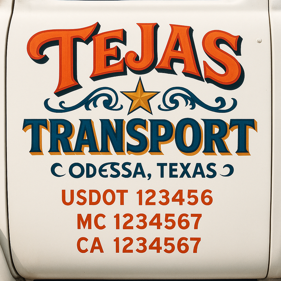 Truck Door Decal Sticker Lettering With USDOT, MC, CA, KYU, GVW & More | Custom Truck Door Decal Sticker Signs (Set of 2)