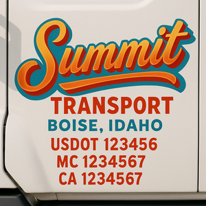 Truck Door Decal Sticker Lettering With USDOT, MC, CA, KYU, GVW & More | Custom Truck Door Decal Sticker Signs (Set of 2)