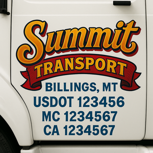 Truck Door Decal Sticker Lettering With USDOT, MC, CA, KYU, GVW & More | Custom Truck Door Decal Sticker Signs (Set of 2)