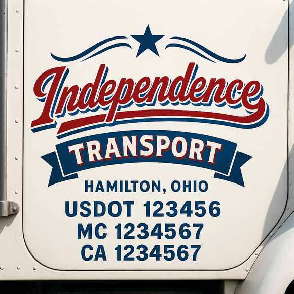 Truck Door Decal Sticker Lettering With USDOT, MC, CA, KYU, GVW & More | Custom Truck Door Decal Sticker Signs (Set of 2)