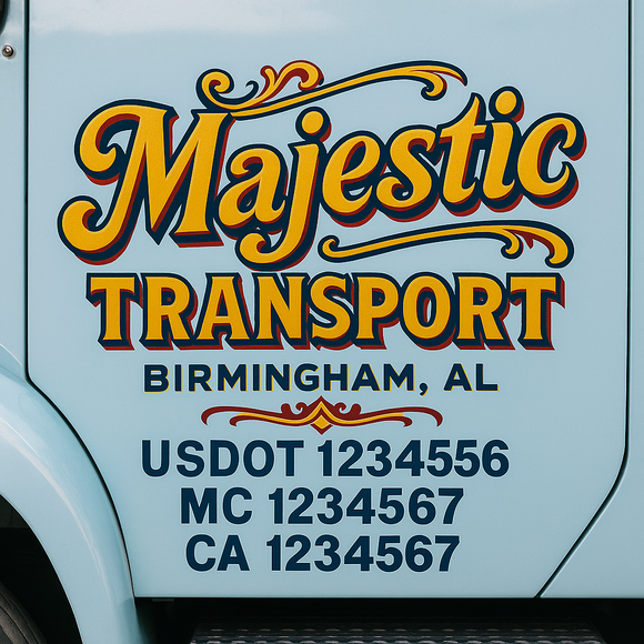 Truck Door Decal Sticker Lettering With USDOT, MC, CA, KYU, GVW & More | Custom Truck Door Decal Sticker Signs (Set of 2)