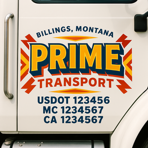 Truck Door Decal Sticker Lettering With USDOT, MC, CA, KYU, GVW & More | Custom Truck Door Decal Sticker Signs (Set of 2)