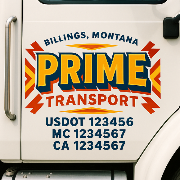 Truck Door Decal Sticker Lettering With USDOT, MC, CA, KYU, GVW & More | Custom Truck Door Decal Sticker Signs (Set of 2)
