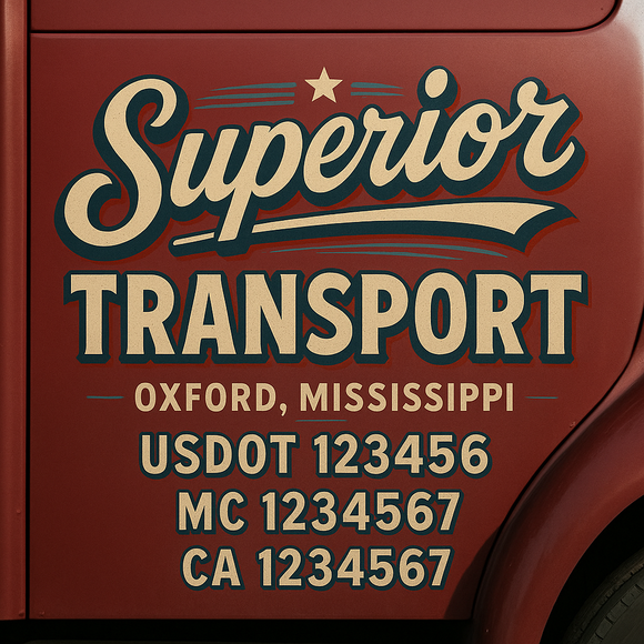 Truck Door Decal Sticker Lettering With USDOT, MC, CA, KYU, GVW & More | Custom Truck Door Decal Sticker Signs (Set of 2)