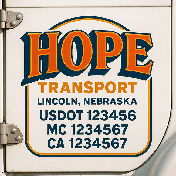 Truck Door Decal Sticker Lettering With USDOT, MC, CA, KYU, GVW & More | Custom Truck Door Decal Sticker Signs (Set of 2)