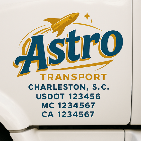 Truck Door Decal Sticker Lettering With USDOT, MC, CA, KYU, GVW & More | Custom Truck Door Decal Sticker Signs (Set of 2)