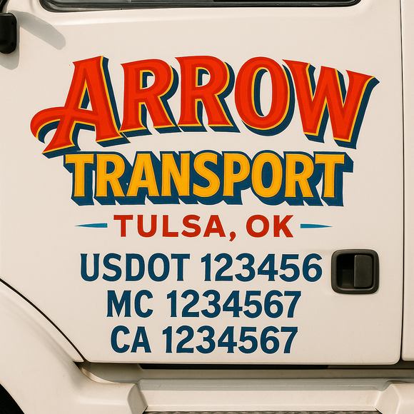 Truck Door Decal Sticker Lettering With USDOT, MC, CA, KYU, GVW & More | Custom Truck Door Decal Sticker Signs (Set of 2)