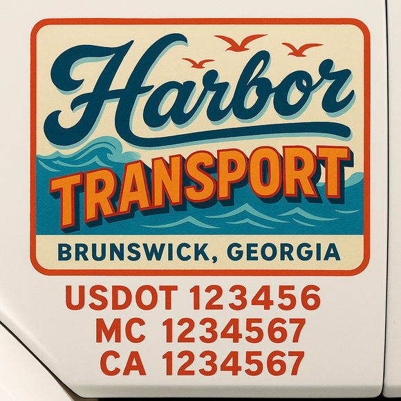 Truck Door Decal Sticker Lettering With USDOT, MC, CA, KYU, GVW & More | Custom Truck Door Decal Sticker Signs (Set of 2)