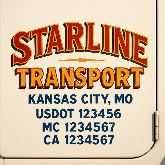 Truck Door Decal Sticker Lettering With USDOT, MC, CA, KYU, GVW & More | Custom Truck Door Decal Sticker Signs (Set of 2)
