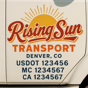 Truck Door Decal Sticker Lettering With USDOT, MC, CA, KYU, GVW & More | Custom Truck Door Decal Sticker Signs (Set of 2)