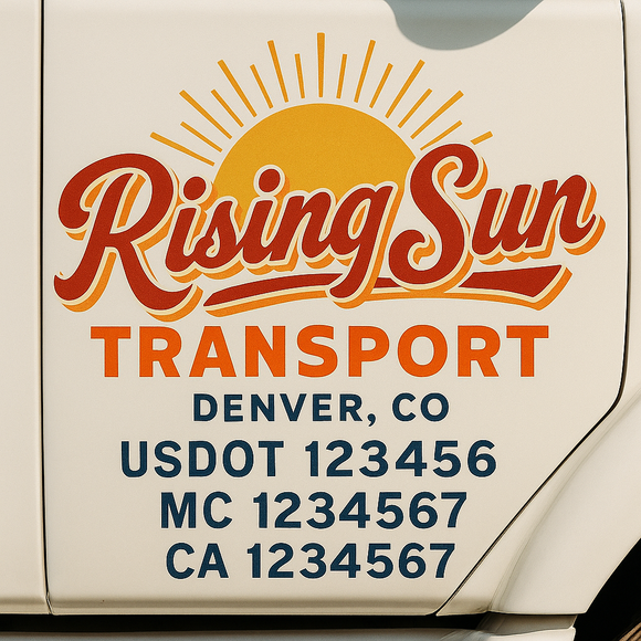 Truck Door Decal Sticker Lettering With USDOT, MC, CA, KYU, GVW & More | Custom Truck Door Decal Sticker Signs (Set of 2)