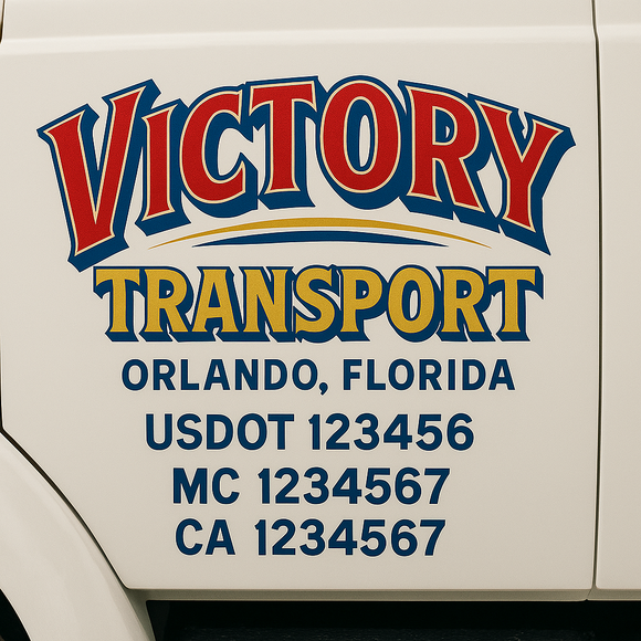 Truck Door Decal Sticker Lettering With USDOT, MC, CA, KYU, GVW & More | Custom Truck Door Decal Sticker Signs (Set of 2)
