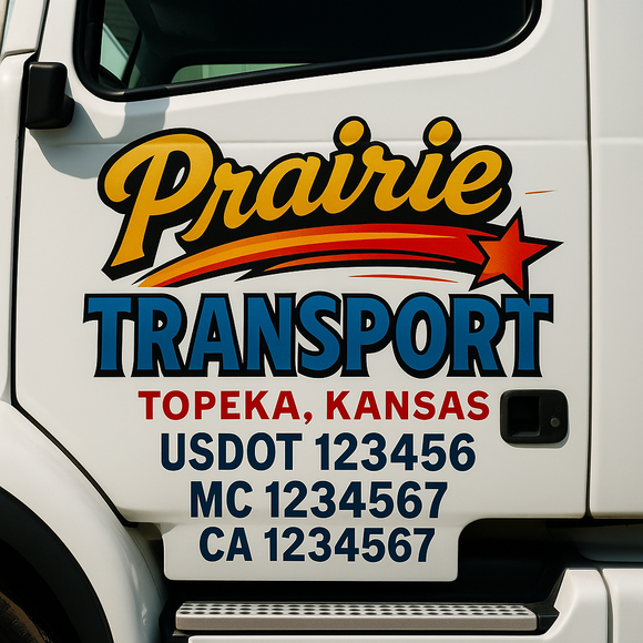 Truck Door Decal Sticker Lettering With USDOT, MC, CA, KYU, GVW & More | Custom Truck Door Decal Sticker Signs (Set of 2)