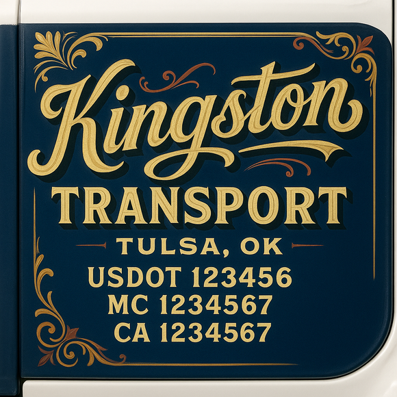 Truck Door Decal Sticker Lettering With USDOT, MC, CA, KYU, GVW & More | Custom Truck Door Decal Sticker Signs (Set of 2)