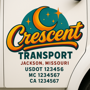 Truck Door Decal Sticker Lettering With USDOT, MC, CA, KYU, GVW & More | Custom Truck Door Decal Sticker Signs (Set of 2)
