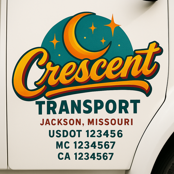 Truck Door Decal Sticker Lettering With USDOT, MC, CA, KYU, GVW & More | Custom Truck Door Decal Sticker Signs (Set of 2)