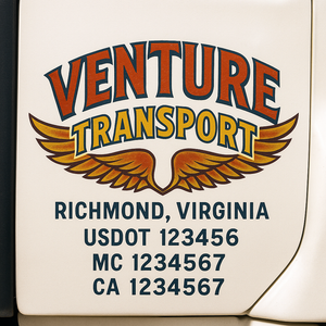 Truck Door Decal Sticker Lettering With USDOT, MC, CA, KYU, GVW & More | Custom Truck Door Decal Sticker Signs (Set of 2)