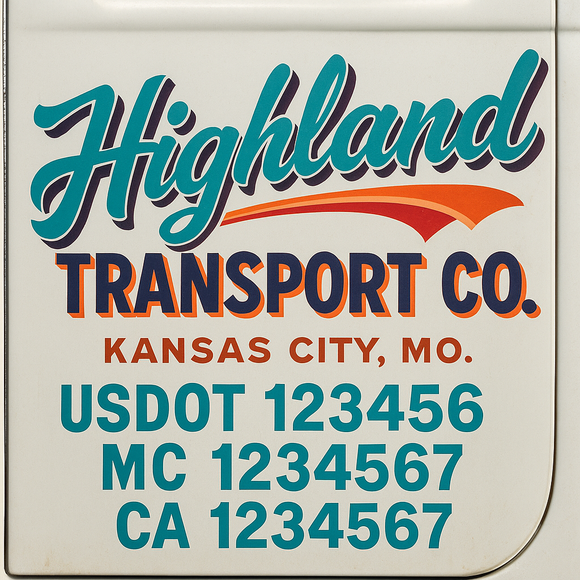 Truck Door Decal Sticker Lettering With USDOT, MC, CA, KYU, GVW & More | Custom Truck Door Decal Sticker Signs (Set of 2)