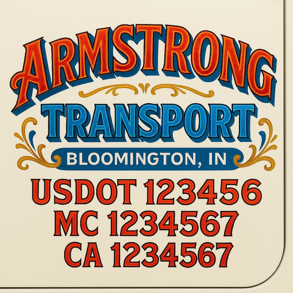 Truck Door Decal Sticker Lettering With USDOT, MC, CA, KYU, GVW & More | Custom Truck Door Decal Sticker Signs (Set of 2)
