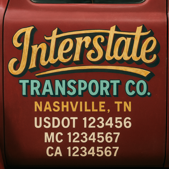 Truck Door Decal Sticker Lettering With USDOT, MC, CA, KYU, GVW & More | Custom Truck Door Decal Sticker Signs (Set of 2)