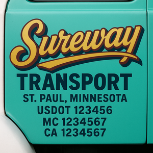 Truck Door Decal Sticker Lettering With USDOT, MC, CA, KYU, GVW & More | Custom Truck Door Decal Sticker Signs (Set of 2)