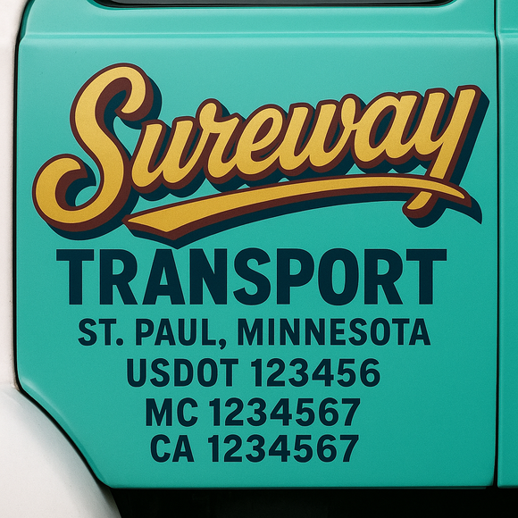Truck Door Decal Sticker Lettering With USDOT, MC, CA, KYU, GVW & More | Custom Truck Door Decal Sticker Signs (Set of 2)