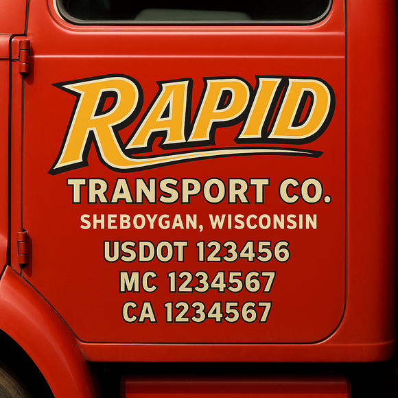 Truck Door Decal Sticker Lettering With USDOT, MC, CA, KYU, GVW & More | Custom Truck Door Decal Sticker Signs (Set of 2)