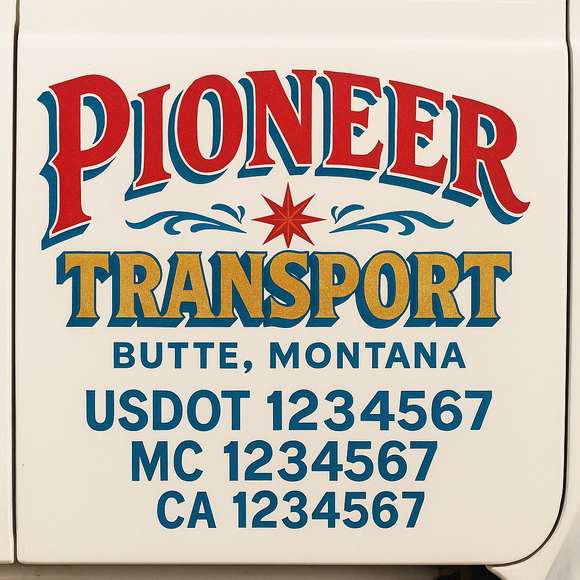 Truck Door Decal Sticker Lettering With USDOT, MC, CA, KYU, GVW & More | Custom Truck Door Decal Sticker Signs (Set of 2)
