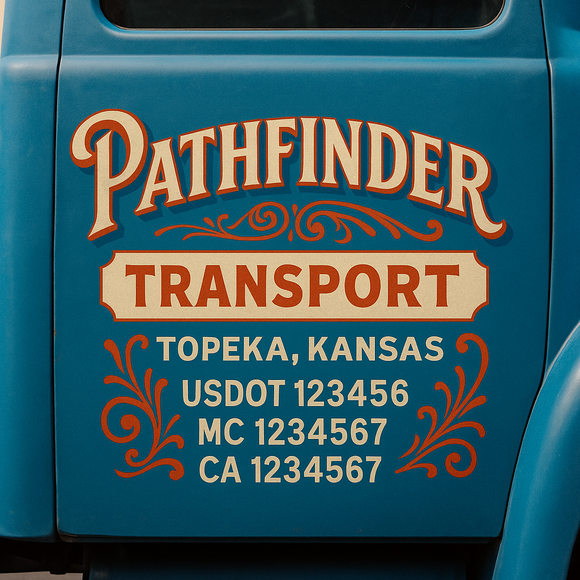 Truck Door Decal Sticker Lettering With USDOT, MC, CA, KYU, GVW & More | Custom Truck Door Decal Sticker Signs (Set of 2)