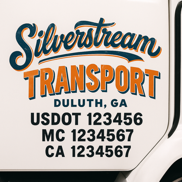 Truck Door Decal Sticker Lettering With USDOT, MC, CA, KYU, GVW & More | Custom Truck Door Decal Sticker Signs (Set of 2)