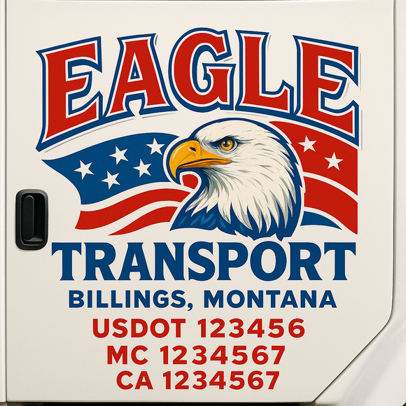 Truck Door Decal Sticker Lettering With USDOT, MC, CA, KYU, GVW & More | Custom Truck Door Decal Sticker Signs (Set of 2)