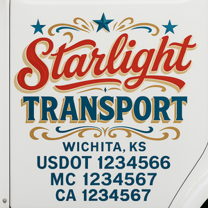 Truck Door Decal Sticker Lettering With USDOT, MC, CA, KYU, GVW & More | Custom Truck Door Decal Sticker Signs (Set of 2)