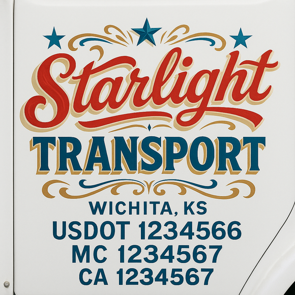 Truck Door Decal Sticker Lettering With USDOT, MC, CA, KYU, GVW & More | Custom Truck Door Decal Sticker Signs (Set of 2)