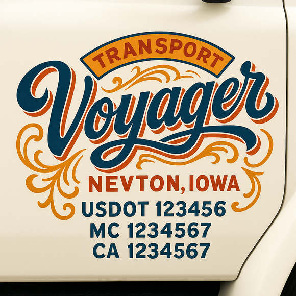 Truck Door Decal Sticker Lettering With USDOT, MC, CA, KYU, GVW & More | Custom Truck Door Decal Sticker Signs (Set of 2)