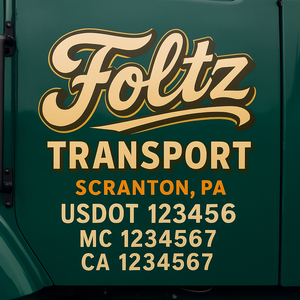Truck Door Decal Sticker Lettering With USDOT, MC, CA, KYU, GVW & More | Custom Truck Door Decal Sticker Signs (Set of 2)