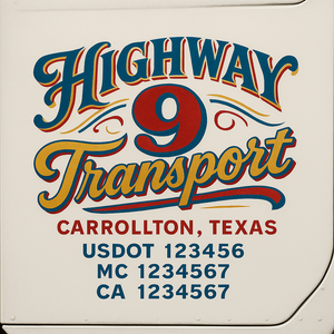 Truck Door Decal Sticker Lettering With USDOT, MC, CA, KYU, GVW & More | Custom Truck Door Decal Sticker Signs (Set of 2)