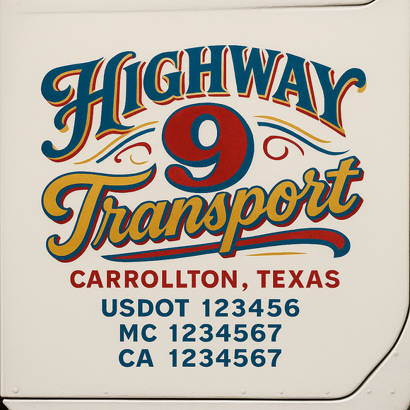 Truck Door Decal Sticker Lettering With USDOT, MC, CA, KYU, GVW & More | Custom Truck Door Decal Sticker Signs (Set of 2)