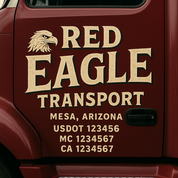 Truck Door Decal Sticker Lettering With USDOT, MC, CA, KYU, GVW & More | Custom Truck Door Decal Sticker Signs (Set of 2)