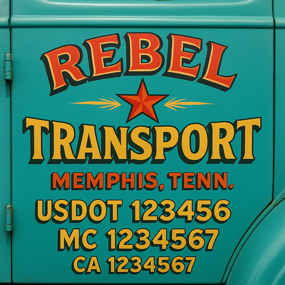 Truck Door Decal Sticker Lettering With USDOT, MC, CA, KYU, GVW & More | Custom Truck Door Decal Sticker Signs (Set of 2)