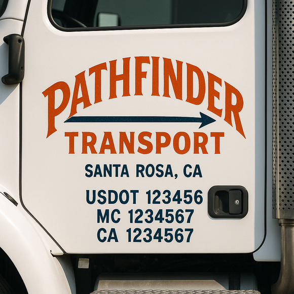 Truck Door Decal Sticker Lettering With USDOT, MC, CA, KYU, GVW & More | Custom Truck Door Decal Sticker Signs (Set of 2)